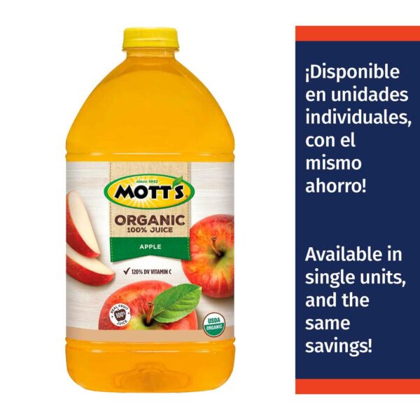 Mott's 100% Organic Apple Juice without Added Sugar 3.78 L / 128 oz
