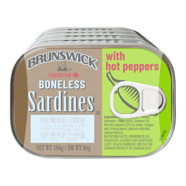 Brunswick Boneless Sardines in Oil and Hot Pepper 5 Units / 106 g / 3.7 oz