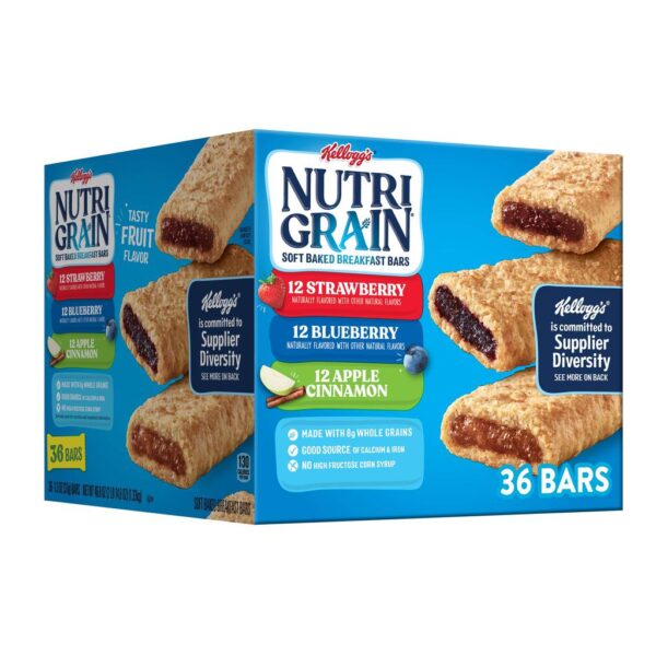 Kellogg's Nutri Grain Whole Grain and Real Fruit Bars 36 Units / 37 g / 1.3 oz