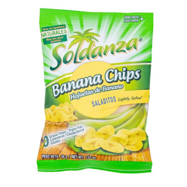Soldanza Salted Banana Chips 12 Units / 36 g / 1.3 oz