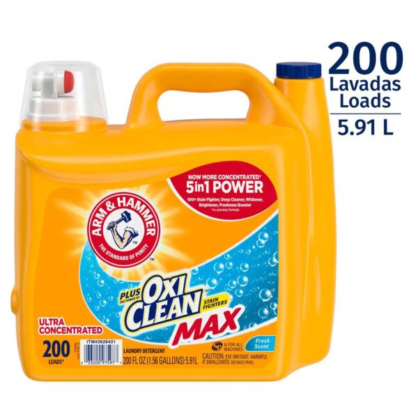 Arm and Hammer Ultra Concentrated Liquid Laundry Detergent with Oxi Clean 5.91 L / 200 oz / 200 Loads